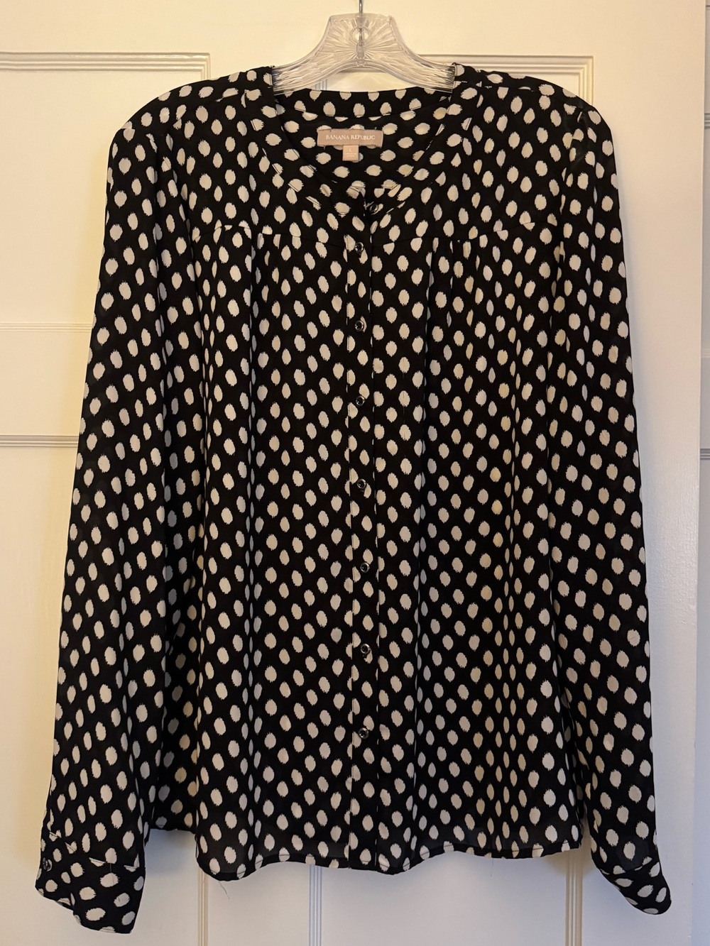Banana Republic - Black/White Dot Print Button Front Blouse